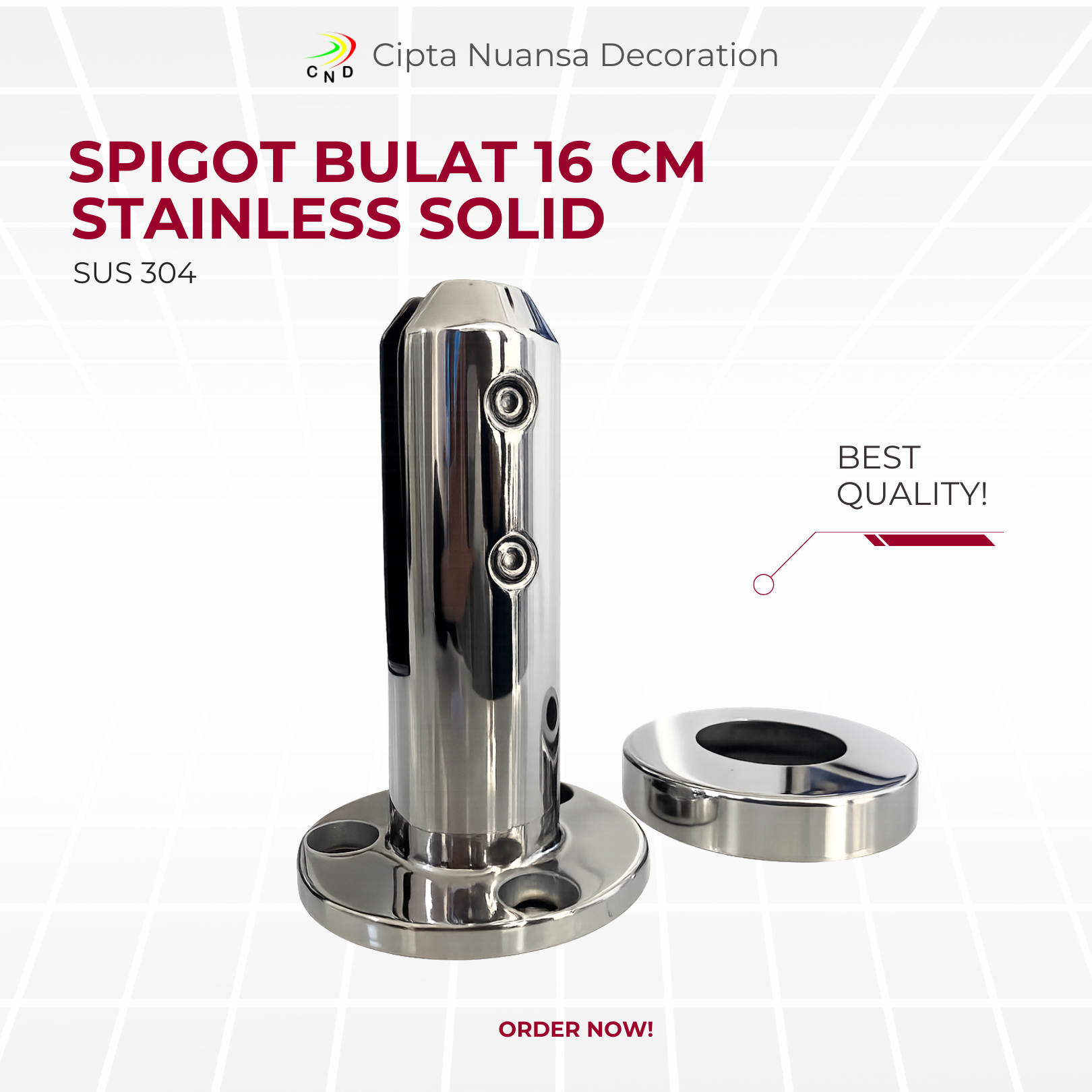 Spigot Kaca Bulat Stainless