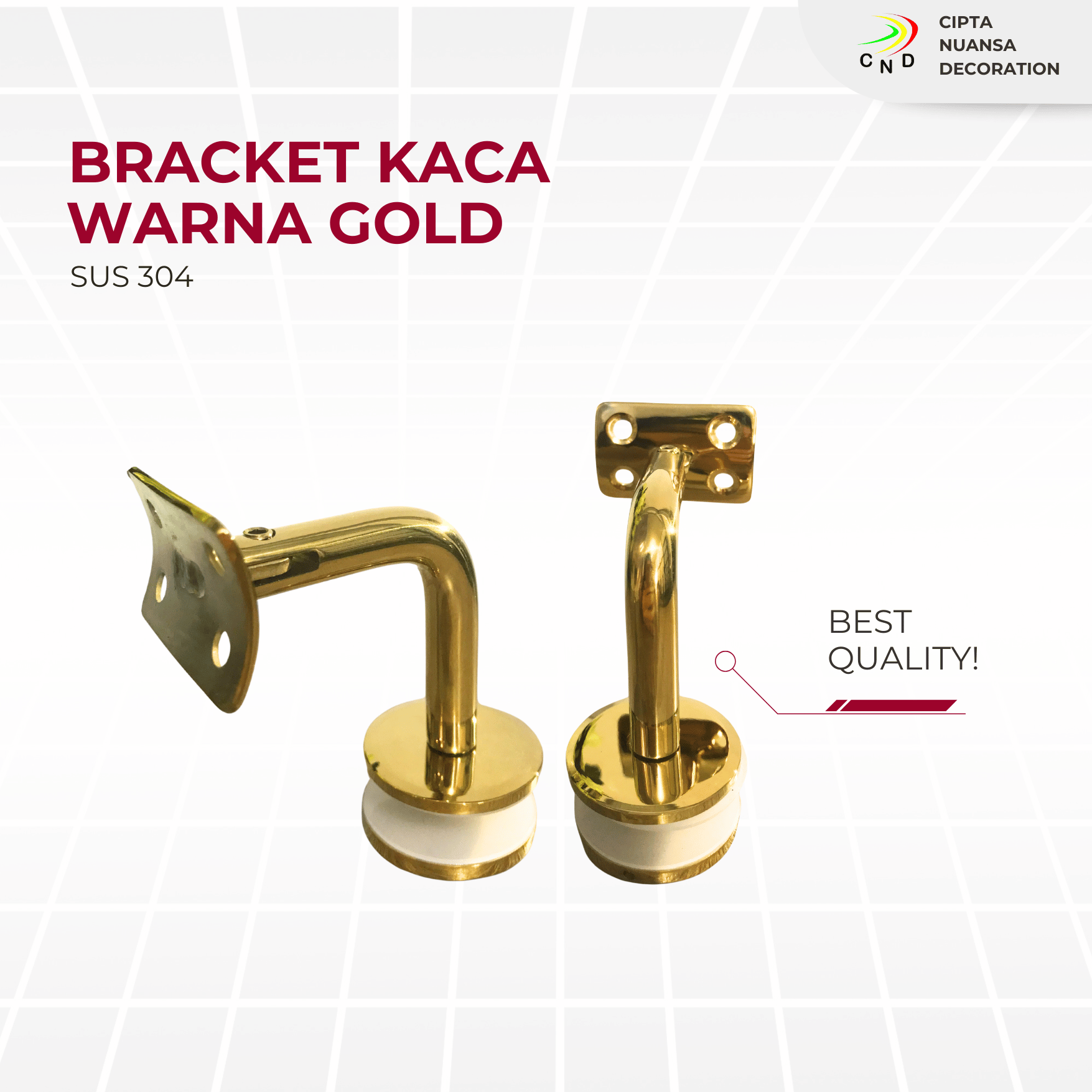 BRACKET KACA STAINLESS GOLD SUS 304