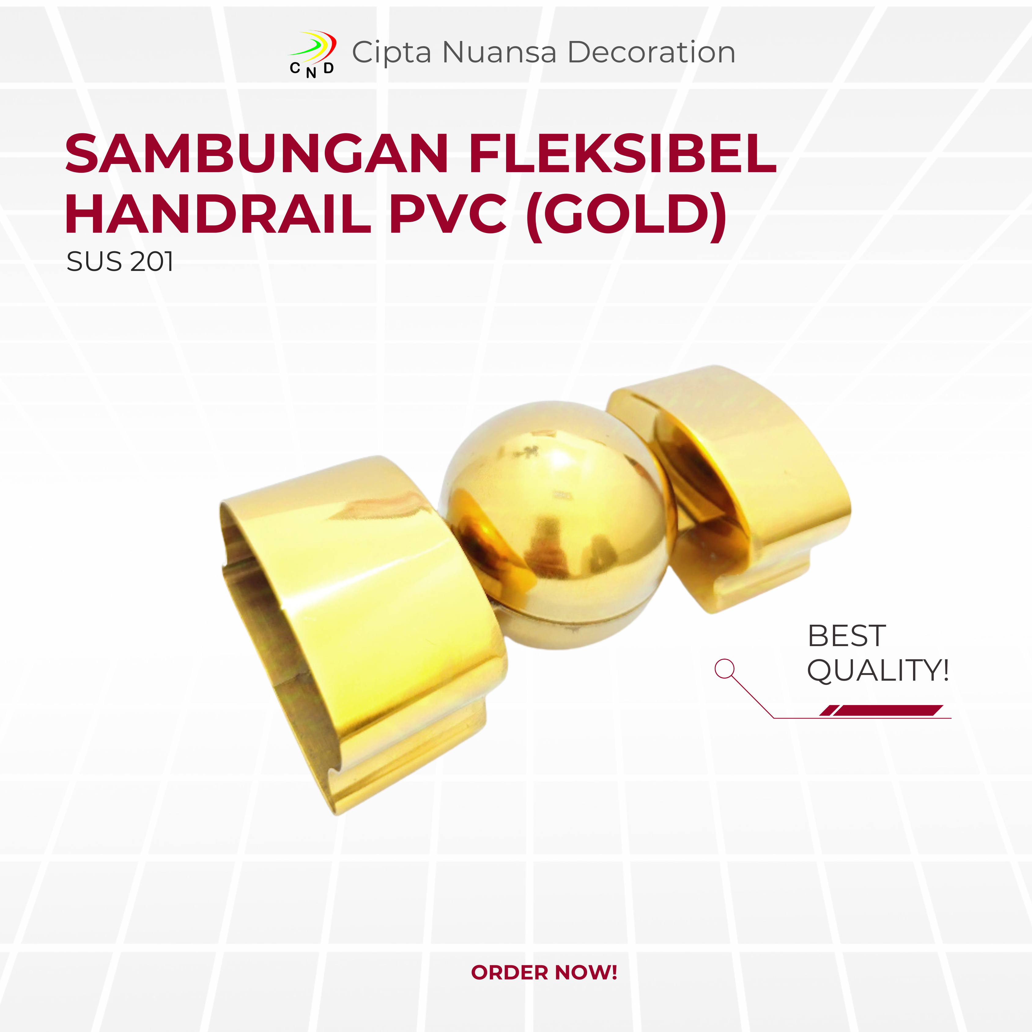 SAMBUNGAN FLEXIBLE HANDRAILING PVC GOLD