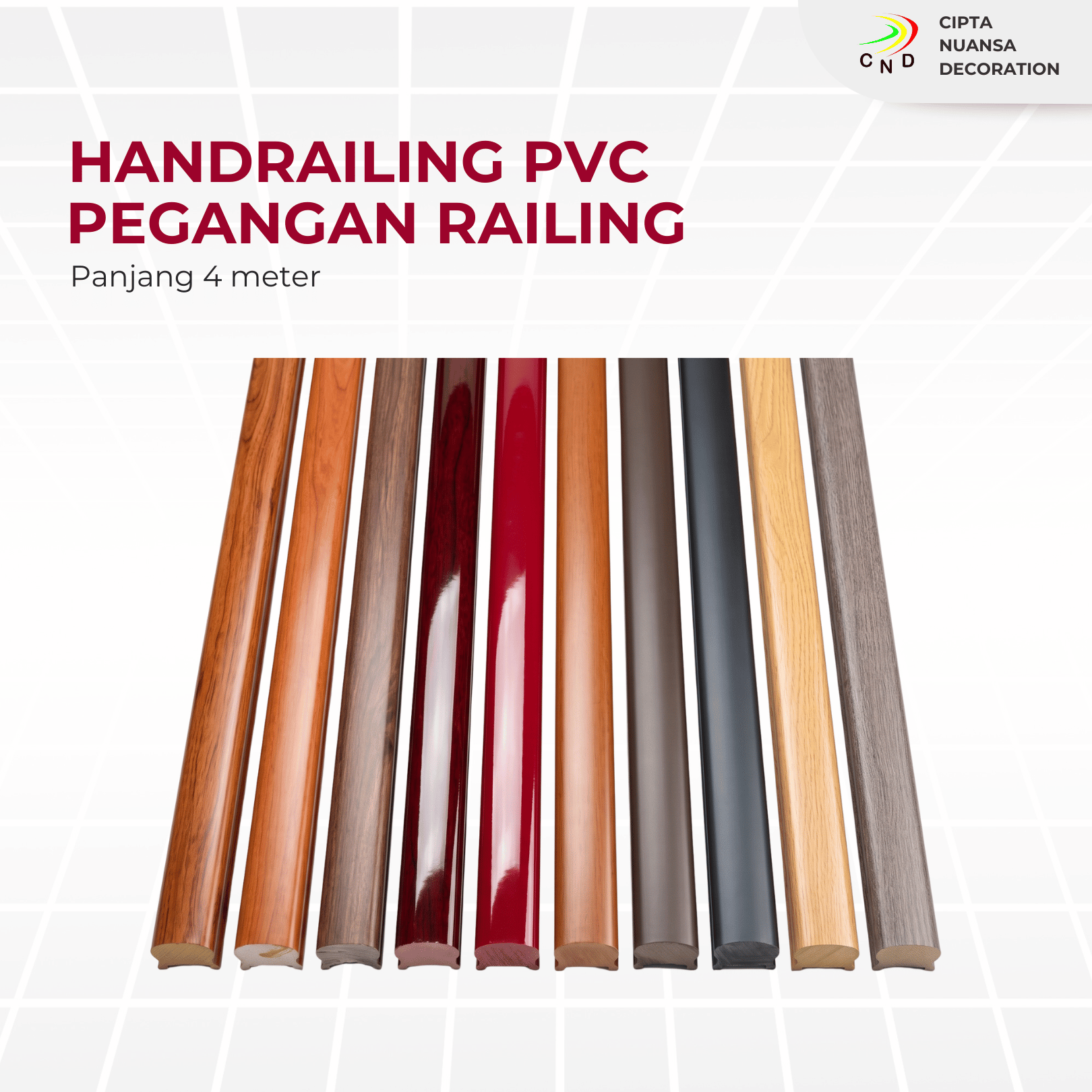 HANDRAILING PVC PROFILE KAYU PANJANG 4 METER
