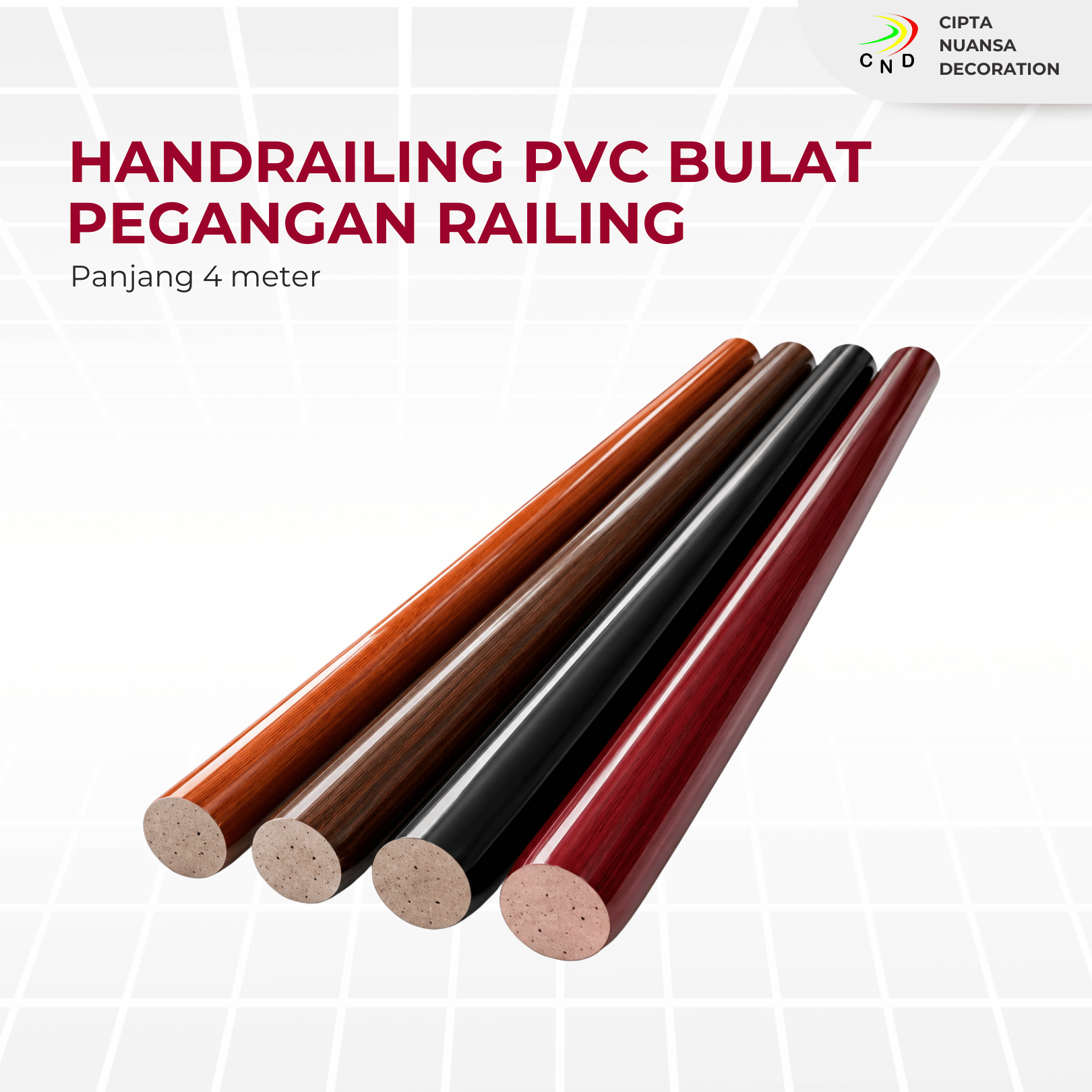 HANDRAILING PVC PROFILE BULAT PANJANG 4 METER
